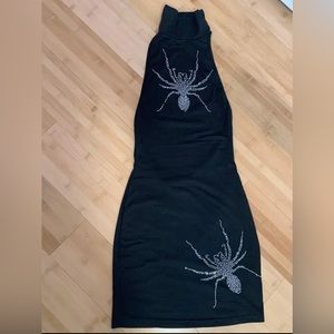 Black open back rhinestone spider dress